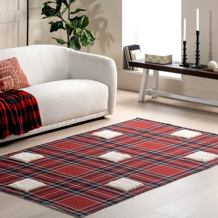 Nuloom Leena High-Low Checkered Plaid Area Rug 4ft x 6ft SVBL07A-406